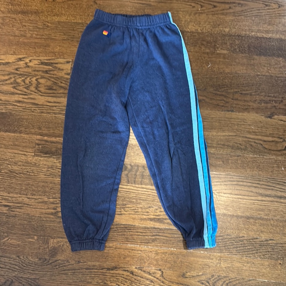 Aviator Nation Kids Navy Joggers with Aqua Stripe